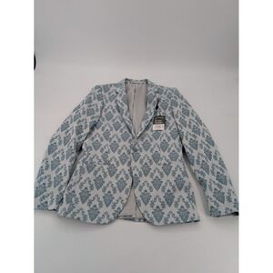 Topman Ultra Skinny‎ Blazer Mens 40R Blue Floral Pattern Jacket